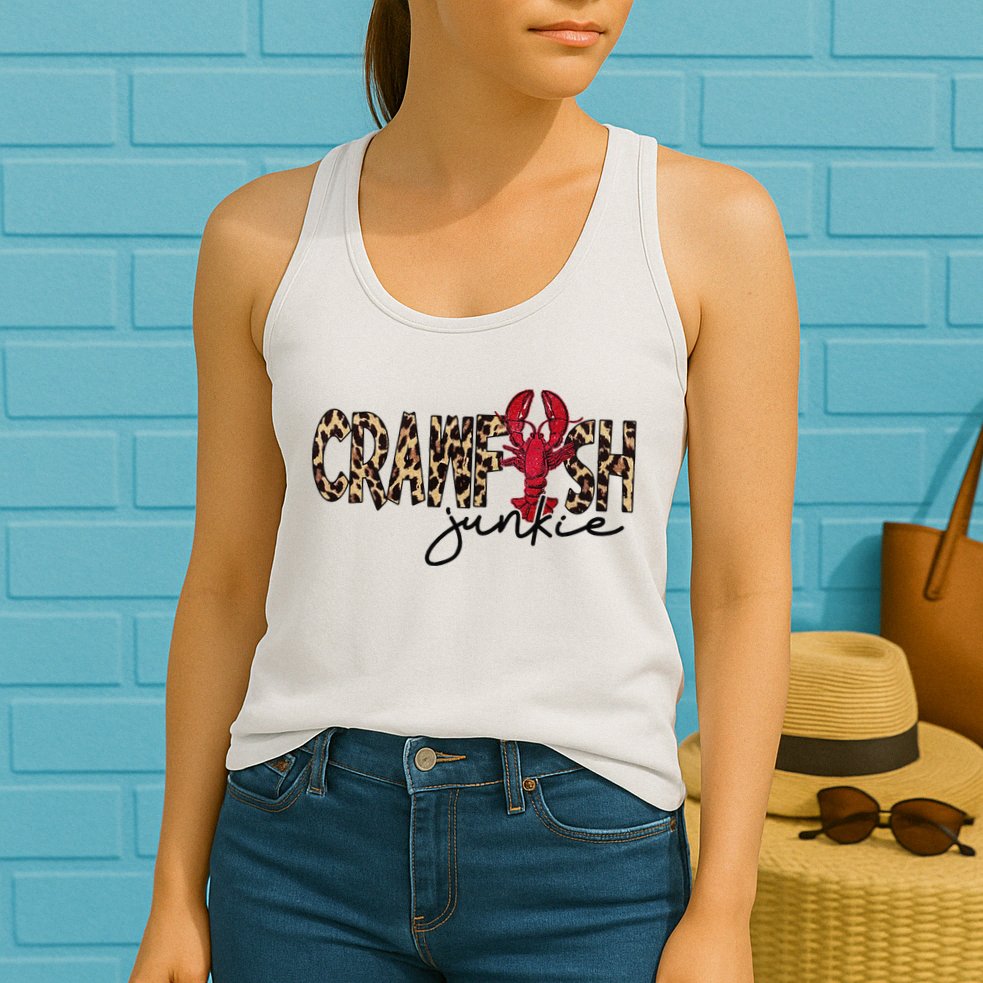 Crawfish Junkie Leopard Cheetah Crawfish Lover Womens Tank Top