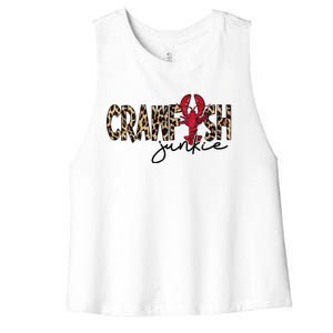 Crawfish Junkie Leopard Cheetah Crawfish Lover Women's Racerback Cropped Tank