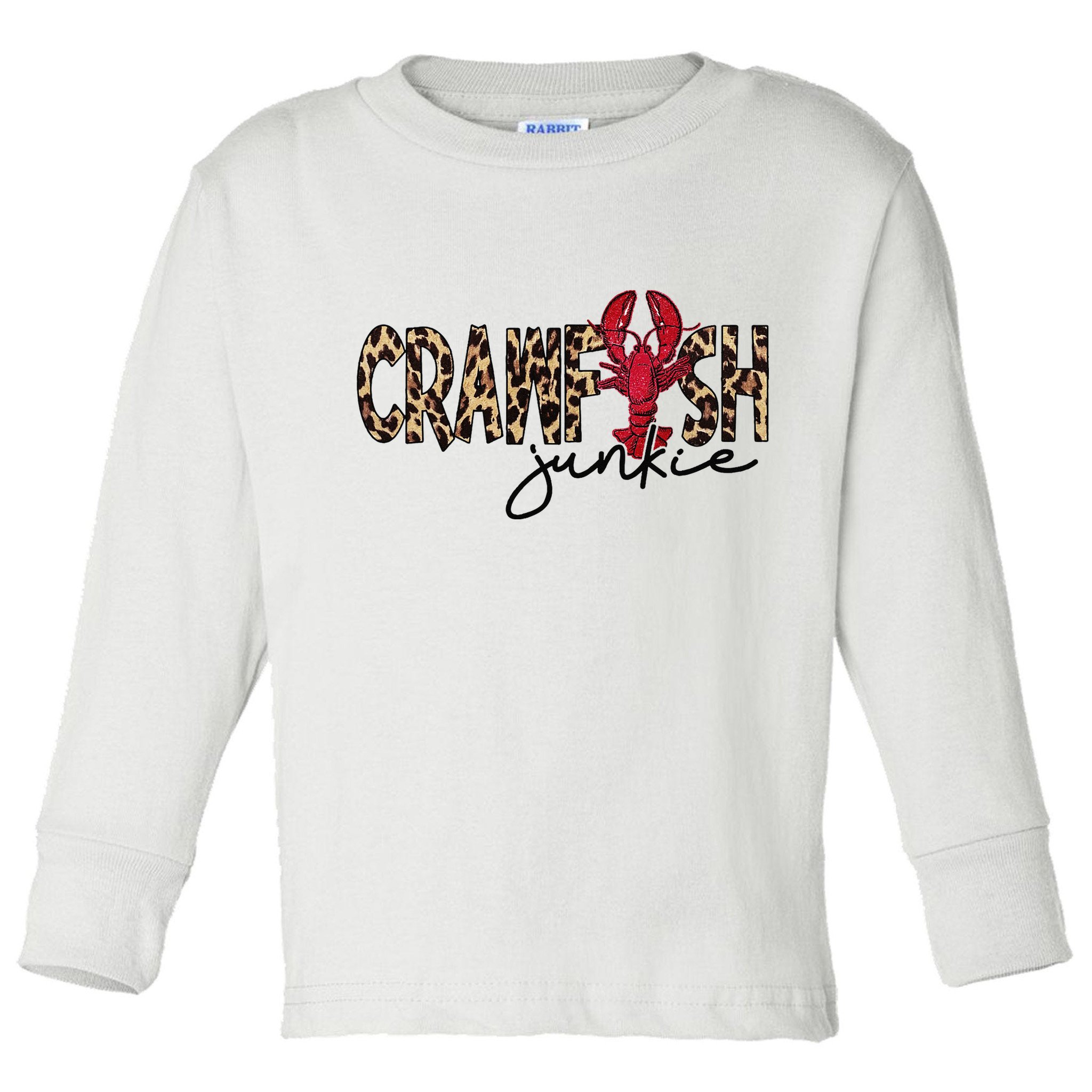 Crawfish Junkie Leopard Cheetah Crawfish Lover Toddler Long Sleeve Shirt
