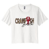 Crawfish Junkie Leopard Cheetah Crawfish Lover Women's Crop Top Tee