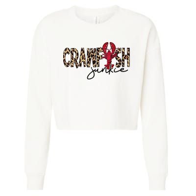 Crawfish Junkie Leopard Cheetah Crawfish Lover Cropped Pullover Crew