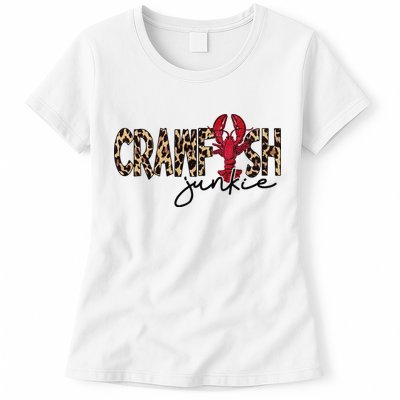 Crawfish Junkie Leopard Cheetah Crawfish Lover Womens T-Shirt