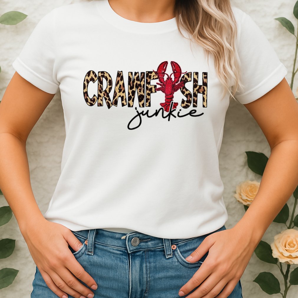Crawfish Junkie Leopard Cheetah Crawfish Lover Womens T-Shirt