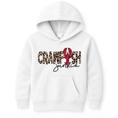 Crawfish Junkie Leopard Cheetah Crawfish Lover Kids Hoodie