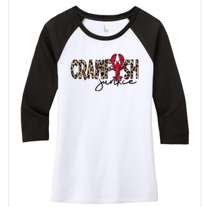 Crawfish Junkie Leopard Cheetah Crawfish Lover Women's Tri-Blend 3/4-Sleeve Raglan Shirt