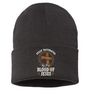 Christian Jesus Lover Fully Vaccinated By The Blood Of Jesus Sustainable Knit Beanie