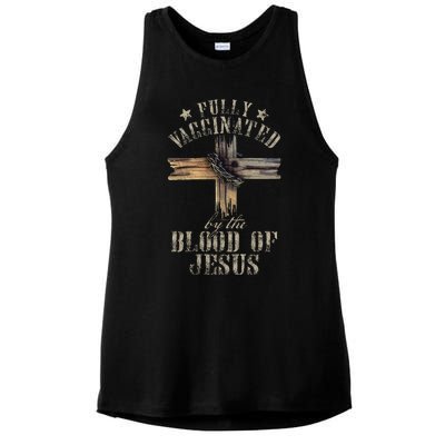 Christian Jesus Lover Fully Vaccinated By The Blood Of Jesus 1 Ladies PosiCharge Tri-Blend Wicking Tank