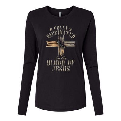 Christian Jesus Lover Fully Vaccinated By The Blood Of Jesus 1 Womens Cotton Relaxed Long Sleeve T-Shirt