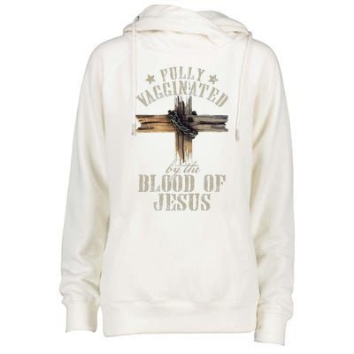 Christian Jesus Lover Fully Vaccinated By The Blood Of Jesus 1 Womens Funnel Neck Pullover Hood