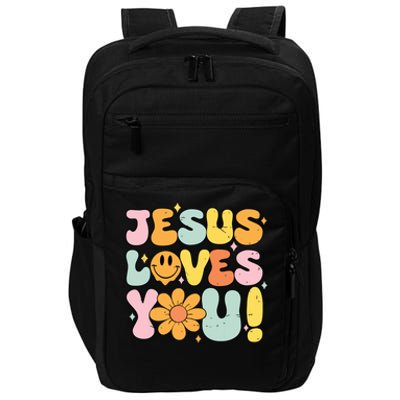 Christian Jesus Loves You Groovy Cute Vintage Vintage Impact Tech Backpack