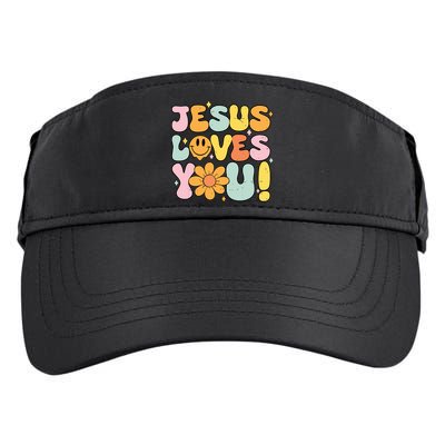 Christian Jesus Loves You Groovy Cute Vintage Vintage Adult Drive Performance Visor