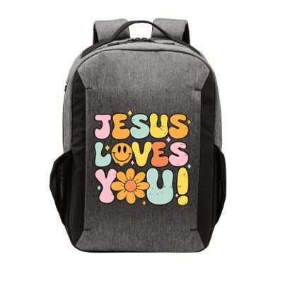 Christian Jesus Loves You Groovy Cute Vintage Vintage Vector Backpack