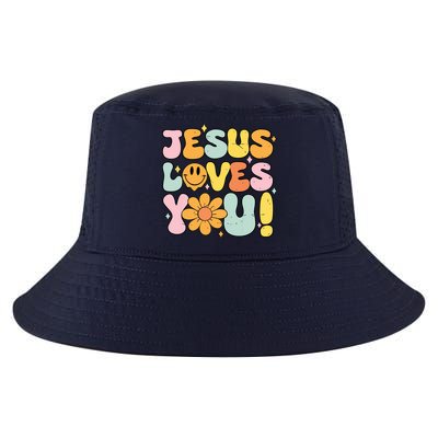 Christian Jesus Loves You Groovy Cute Vintage Vintage Cool Comfort Performance Bucket Hat