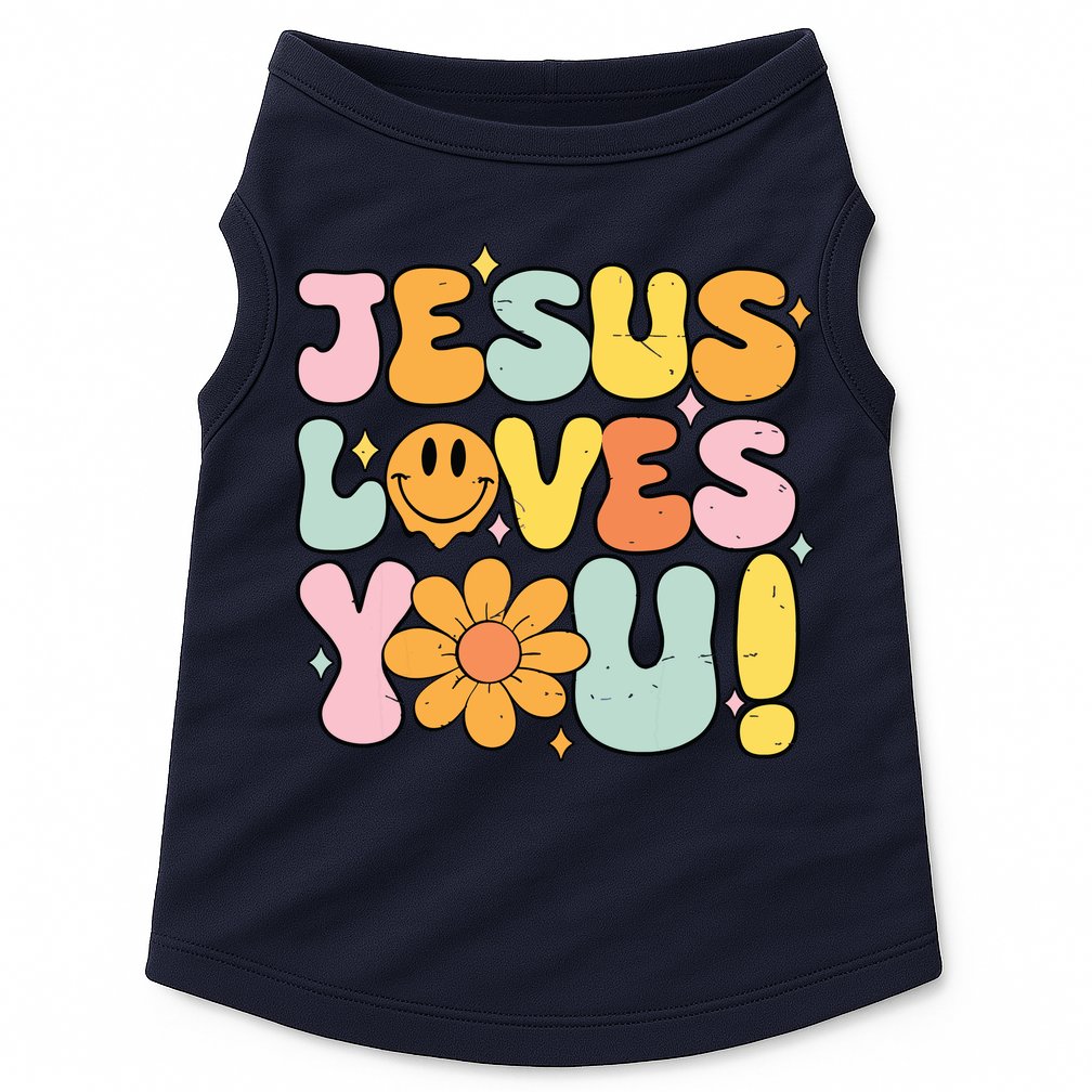 Christian Jesus Loves You Groovy Cute Vintage Vintage Doggie Tank