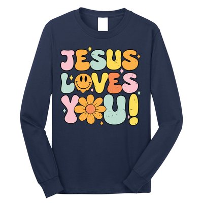 Christian Jesus Loves You Groovy Cute Vintage Vintage Long Sleeve Shirt