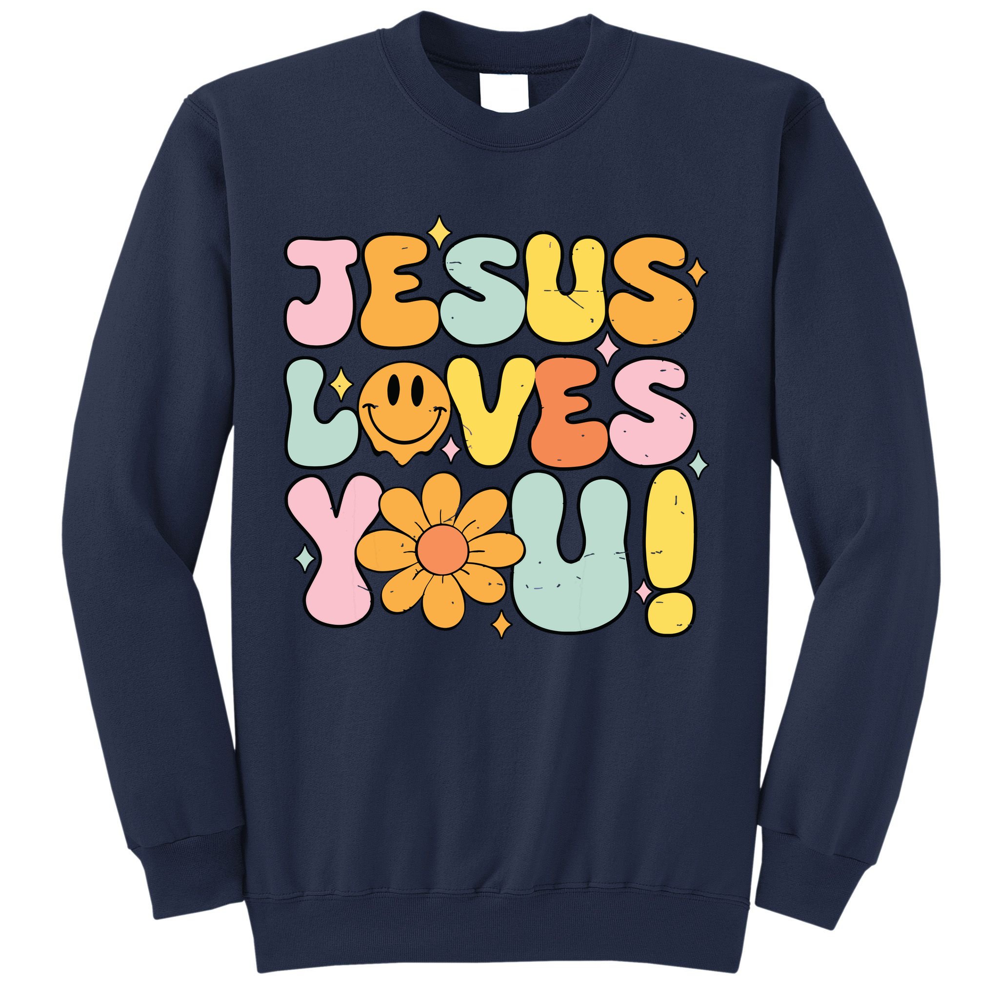 Christian Jesus Loves You Groovy Cute Vintage Vintage Sweatshirt