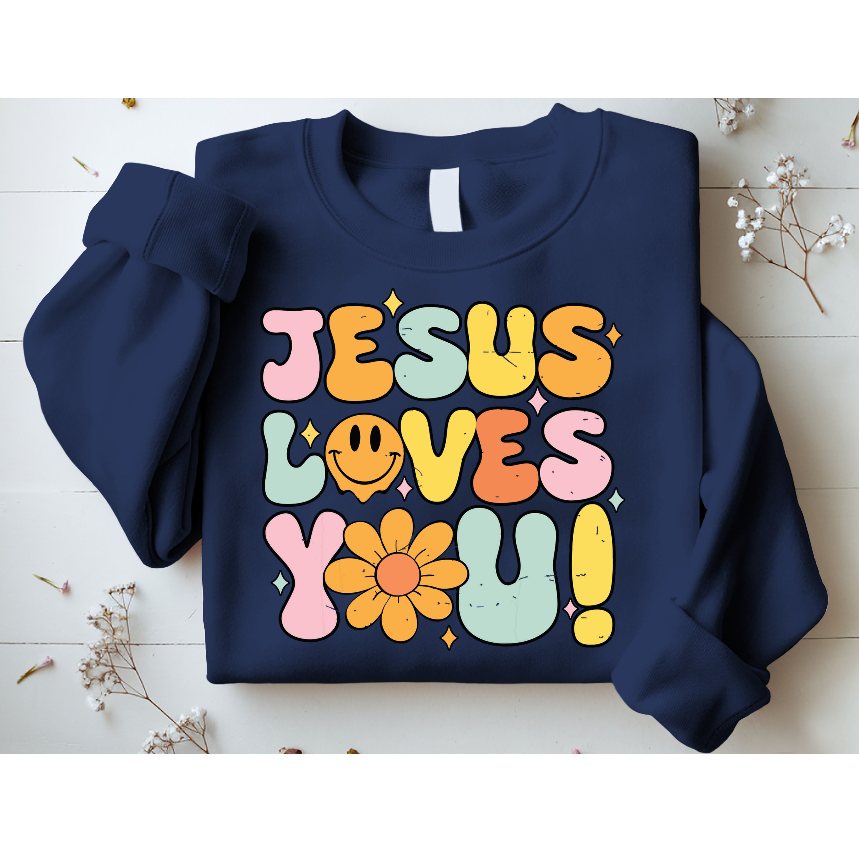Christian Jesus Loves You Groovy Cute Vintage Vintage Sweatshirt