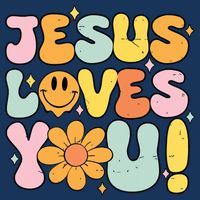 Christian Jesus Loves You Groovy Cute Vintage Vintage Sweatshirt