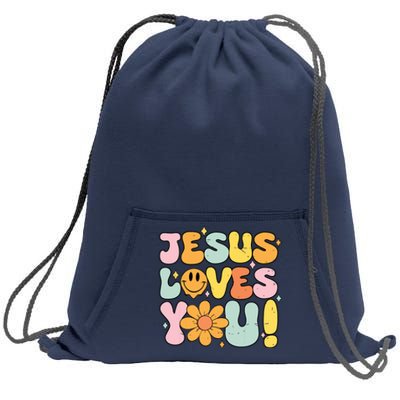 Christian Jesus Loves You Groovy Cute Vintage Vintage Sweatshirt Cinch Pack Bag