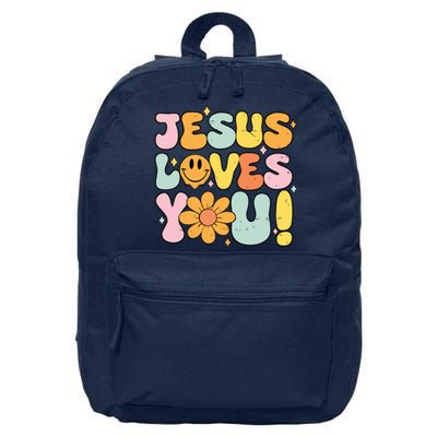 Christian Jesus Loves You Groovy Cute Vintage Vintage 16 in Basic Backpack