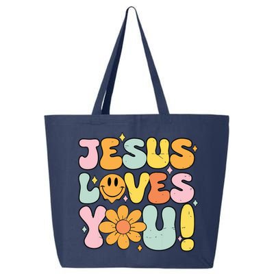 Christian Jesus Loves You Groovy Cute Vintage Vintage 25L Jumbo Tote