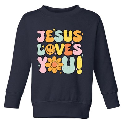 Christian Jesus Loves You Groovy Cute Vintage Vintage Toddler Sweatshirt