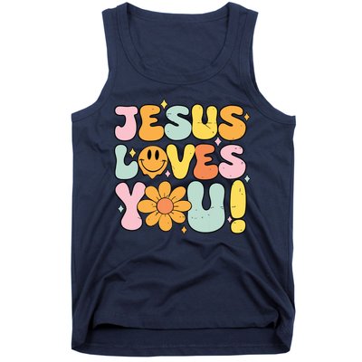 Christian Jesus Loves You Groovy Cute Vintage Vintage Tank Top