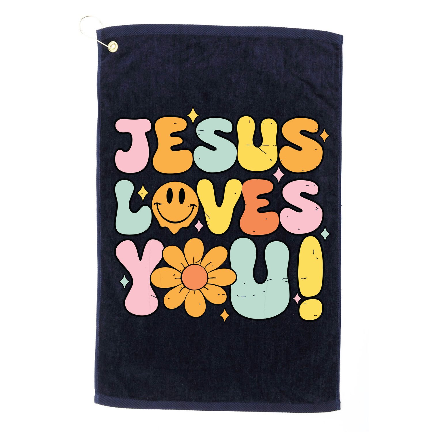 Christian Jesus Loves You Groovy Cute Vintage Vintage Golf Towel