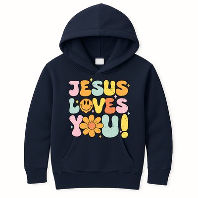 Christian Jesus Loves You Groovy Cute Vintage Vintage Kids Hoodie