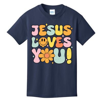Christian Jesus Loves You Groovy Cute Vintage Vintage Kids T-Shirt