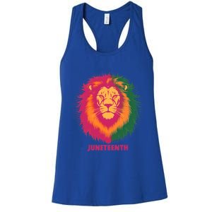 Celebrate Junenth Lion African American Freedom Day 1865 Great Gift Women's Racerback Tank