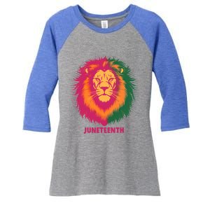 Celebrate Junenth Lion African American Freedom Day 1865 Great Gift Women's Tri-Blend 3/4-Sleeve Raglan Shirt