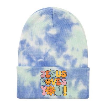 Christian Jesus Loves You Groovy Girl Women Gift Tie Dye 12in Knit Beanie