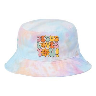 Christian Jesus Loves You Groovy Girl Women Gift Tie Dye Newport Bucket Hat