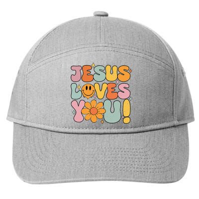 Christian Jesus Loves You Groovy Girl Women Gift 7-Panel Snapback Hat