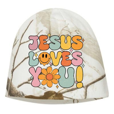 Christian Jesus Loves You Groovy Girl Women Gift Kati - Camo Knit Beanie