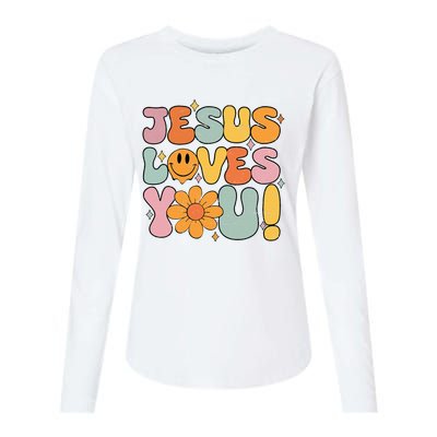 Christian Jesus Loves You Groovy Girl Women Gift Womens Cotton Relaxed Long Sleeve T-Shirt