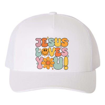 Christian Jesus Loves You Groovy Girl Women Gift Yupoong Adult 5-Panel Trucker Hat