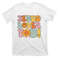 Christian Jesus Loves You Groovy Girl Women Gift T-Shirt