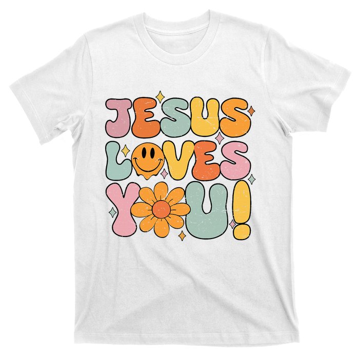 Christian Jesus Loves You Groovy Girl Women Gift T-Shirt