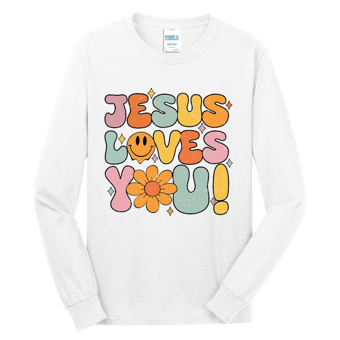 Christian Jesus Loves You Groovy Girl Women Gift Tall Long Sleeve T-Shirt