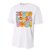 Christian Jesus Loves You Groovy Girl Women Gift Performance Sprint T-Shirt