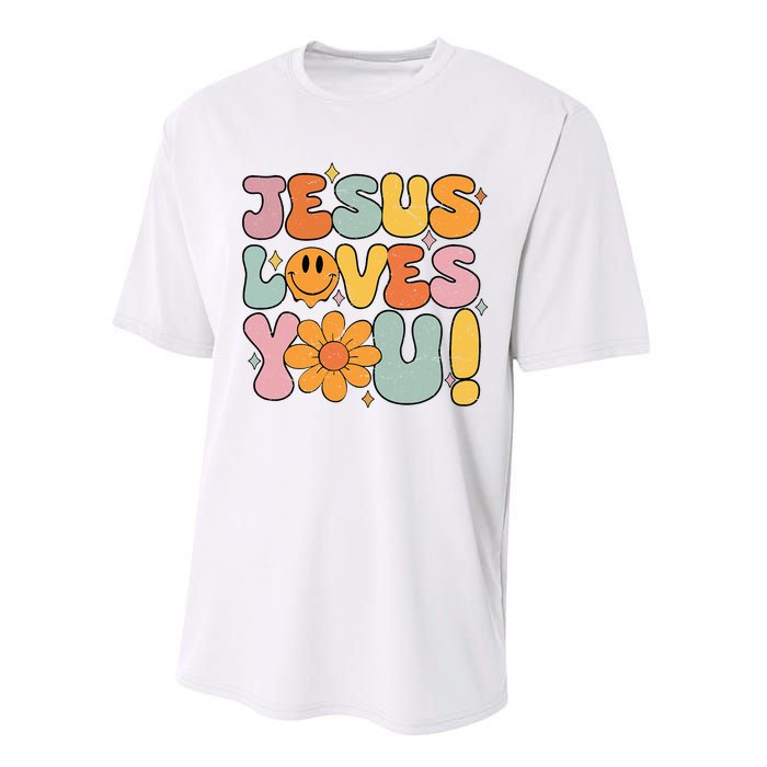 Christian Jesus Loves You Groovy Girl Women Gift Performance Sprint T-Shirt