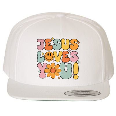 Christian Jesus Loves You Groovy Girl Women Gift Wool Snapback Cap