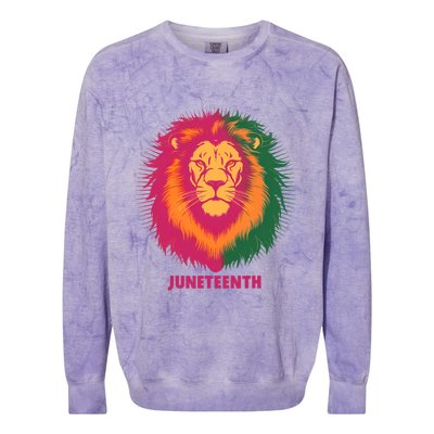 Celebrate Junenth Lion African American Freedom Day 1865 Gift Colorblast Crewneck Sweatshirt