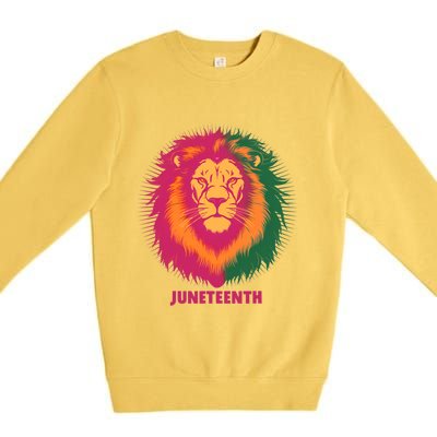 Celebrate Junenth Lion African American Freedom Day 1865 Gift Premium Crewneck Sweatshirt