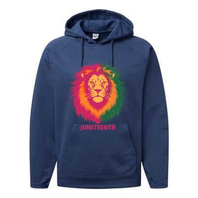 Celebrate Junenth Lion African American Freedom Day 1865 Gift Performance Fleece Hoodie