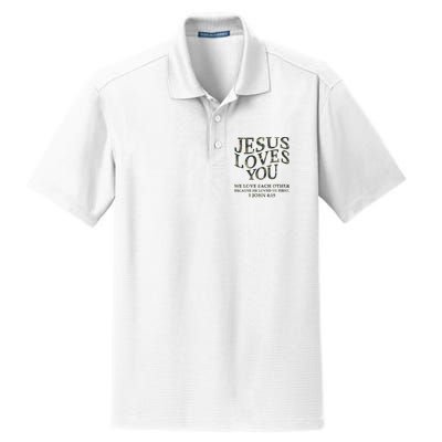 Camo Jesus Loves You White Christian God Son Brother Dry Zone Grid Polo