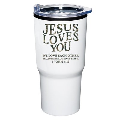 Camo Jesus Loves You White Christian God Son Brother Tumbler