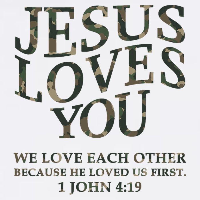 Camo Jesus Loves You White Christian God Son Brother Women's Crop Top Tee